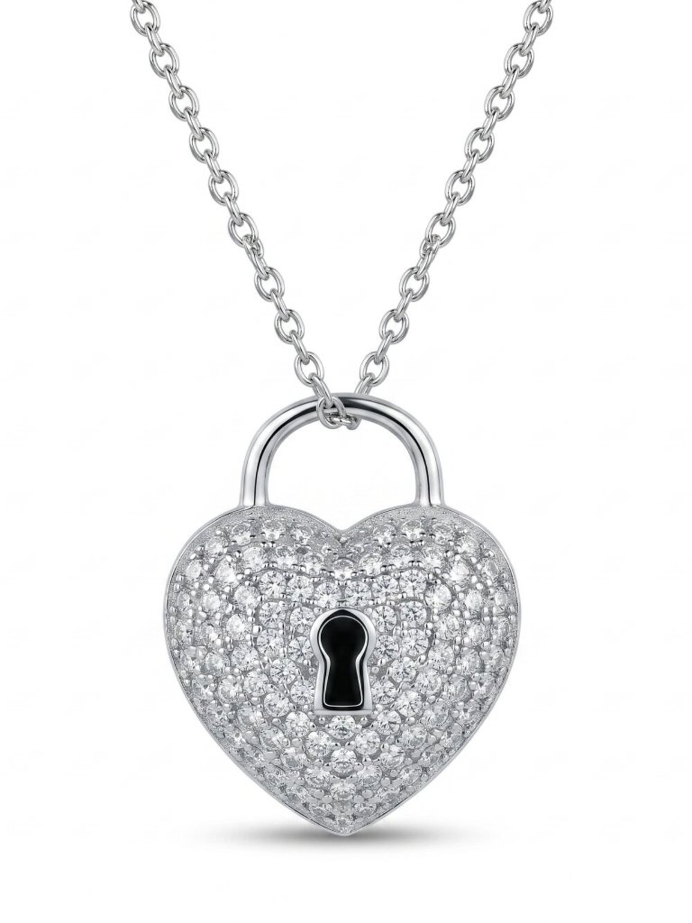 Heart Lock Necklace, 925 Sterling Silver Charmed Aroma